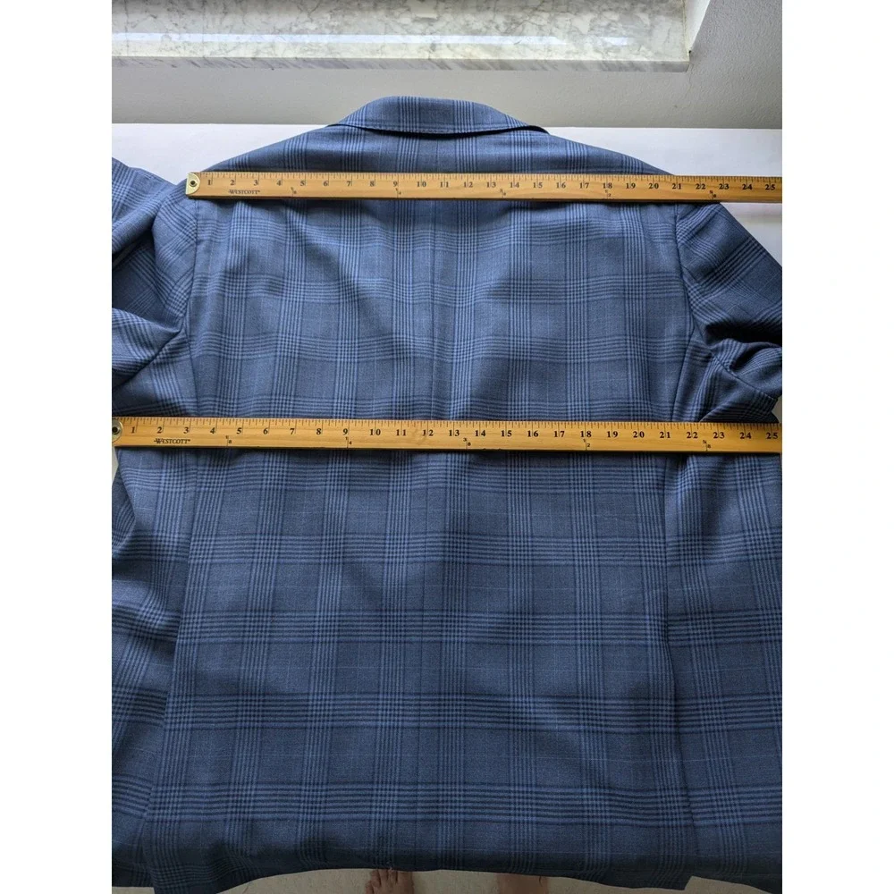 Joseph Abboud Blazer Mens 52R Blue Glen Plaid Wool Heritage Sport Coat 2BT